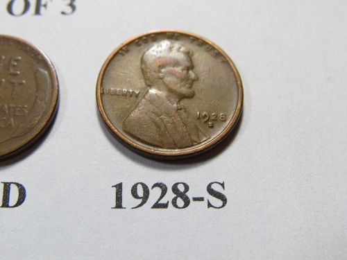 1928-P 1928-D 1928-S LINCOLN WHEAT CENTS  (LOT OF 3 Coins) LOT H999