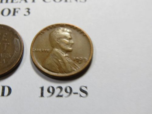 1929-P 1929-D 1929-S LINCOLN WHEAT CENTS  (LOT OF 3 Coins) LOT J004