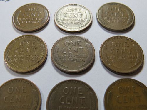 1927-PDS 1928-PDS 1929-PDS LINCOLN WHEAT CENTS (LOT OF 9 CENTS) LOT J005