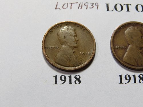 1918-P 1918-D 1918-S LINCOLN WHEAT CENTS  (LOT OF 3 Coins) LOT H939