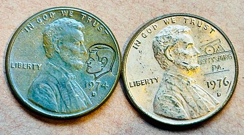 Novelty collector coins bearing stamp/engraving - - 1974-D and 1976-D