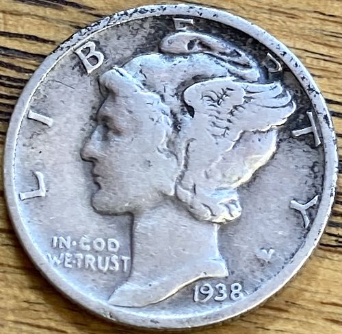 1938D mercury dime in FINE  condition