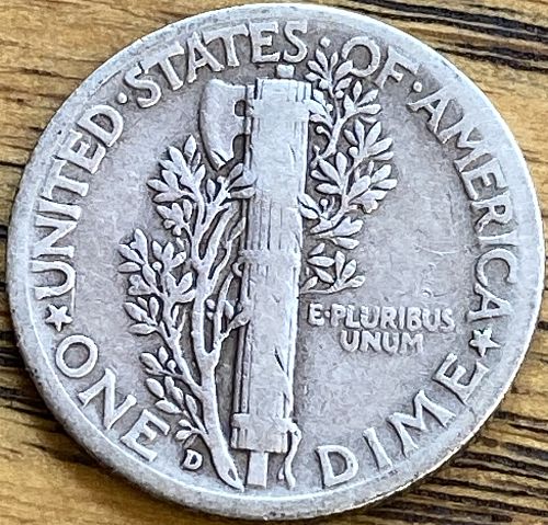 1937D mercury dime in FINE condition