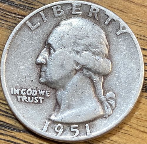 1951D Washington quarter in FINE condition