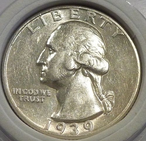 1939-P ABOUT UNCIRCULATED Washington Quarter AU # AA-19