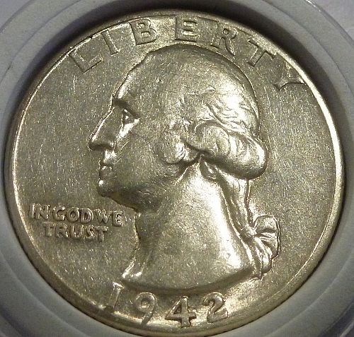 1942-D ABOUT UNCIRCULATED Washington Quarter AU # AA-27