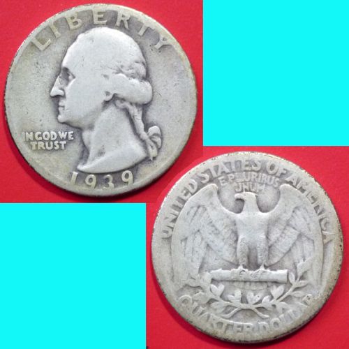 USA United States of America Washington Quarter 25 Cents 1939 P KM# 164 Silver