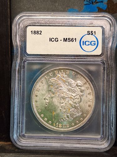 1882 P Morgan Dollar. MS 61 by ICG