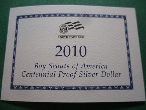 2010  Proof Boy Scouts of America Silver Dollar Commemorative.  Item: CM 10 BS PR