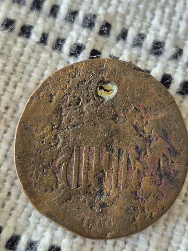 1864 P Two Cent Coin