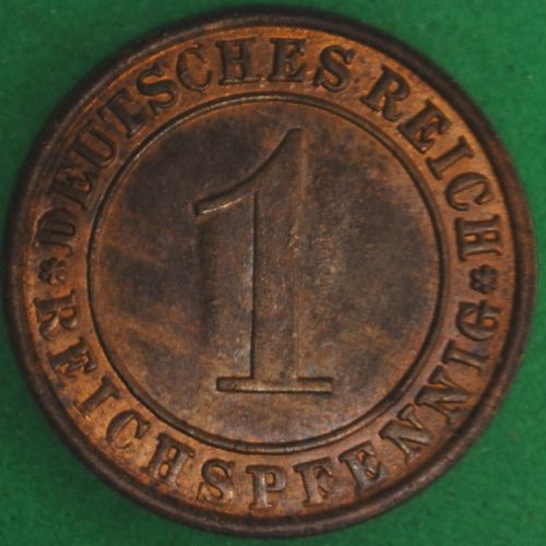 1925 Germany/Weimar Reichspfennig AU+