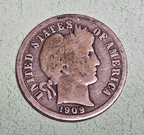 1909-D Barber Dime Good-6 Nice Original Light Pearl Grey Patina!