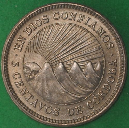 1954 Nicaragua 10 Centavos AU++