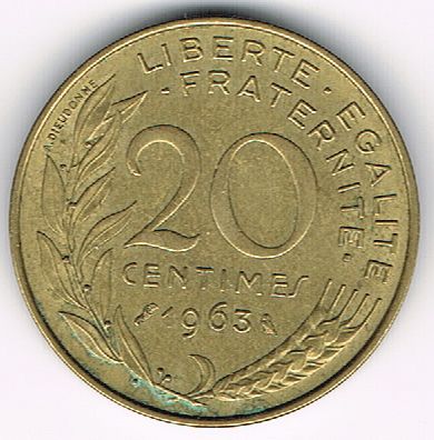 20 Centimes, France, 1963
