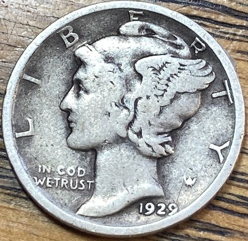 1929D mercury dime in VERY GOOD condition