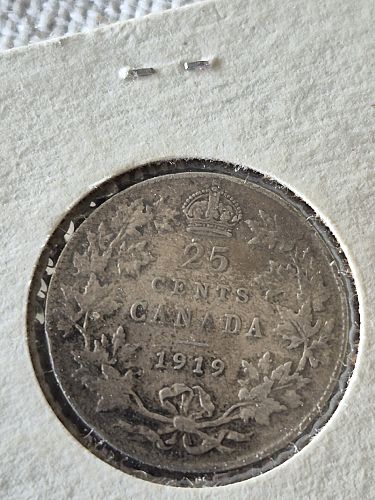 1919 Canada 25 Cent Coin