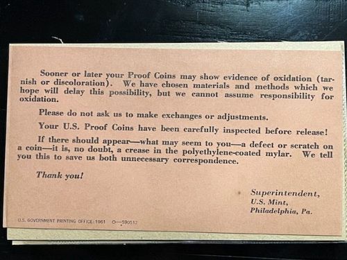 1961-P US Mint Proof Set - 5 Coins - Own a Piece of Untouched History!