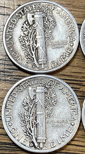 6 EXTREMELY FINE mercury dimes all in the 40’s different date/mints no duplicates