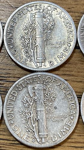 6 EXTREMELY FINE mercury dimes all in the 40’s different date/mints no duplicates