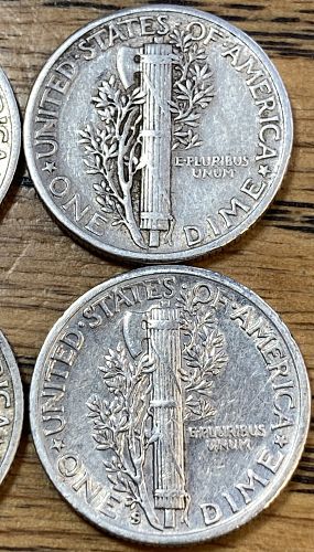 6 EXTREMELY FINE mercury dimes all in the 40’s different date/mints no duplicates