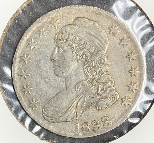 1833 Capped Bust Half Dollar, AU50, O-104, R-2 (9972)