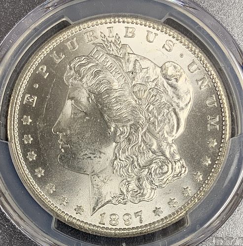 1897-S Morgan Silver Dollar, MS63+, PCGS (10052)