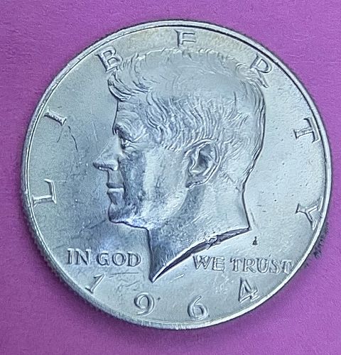 1964 P Kennedy Half Dollar 90% SILVER US Mint Coin - AU/MS - First Kennedy Coin!