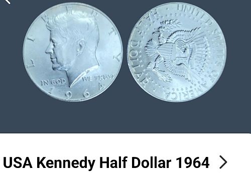 1964 P Kennedy Half Dollar 90% SILVER US Mint Coin - AU/MS - First Kennedy Coin!