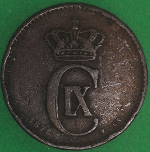 1875 Denmark 2 Ore Fine