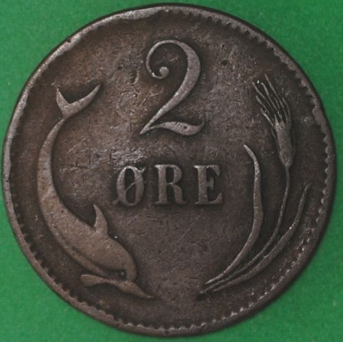 1875 Denmark 2 Ore Fine