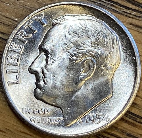 1954S Roosevelt dime fresh from a roll