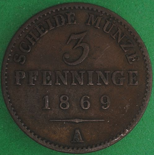 1869A German States/Prussia 3 Pfennige VF