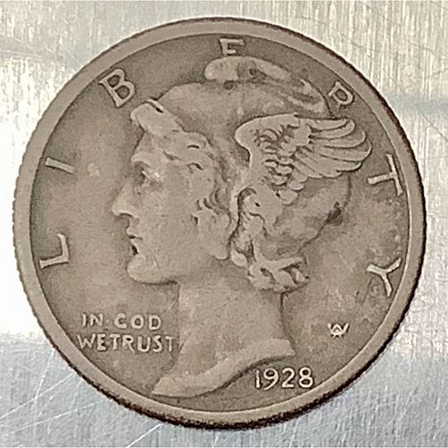 1928-S Silver Mercury Dime Choice Original Album Toned XF Better Date