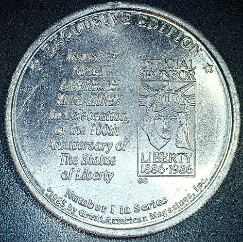 Statue of Liberty Token Centennial 1886-1986