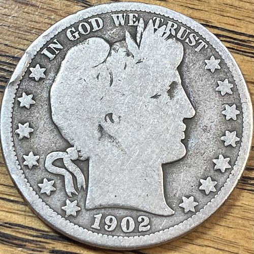 1902O barber half dollar in GOOD condition