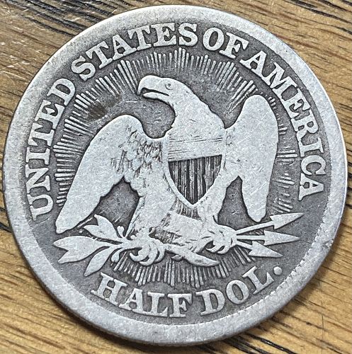 1853 seated liberty half dollar in ALMOST GOOD condition better reverse