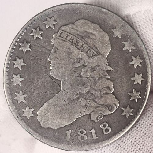 1818 Capped Bust Quarter - Very Good Details: Slightly Bent
