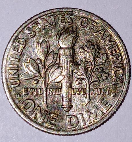 1997 P Roosevelt Dime • Dark Shadowy Toning • BU
