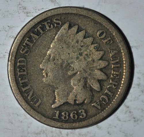 1863 P Indian Head Cent Small Cent {{{{7657