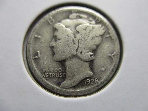 1928  Mercury Dime.  Item: 10 M28-27.