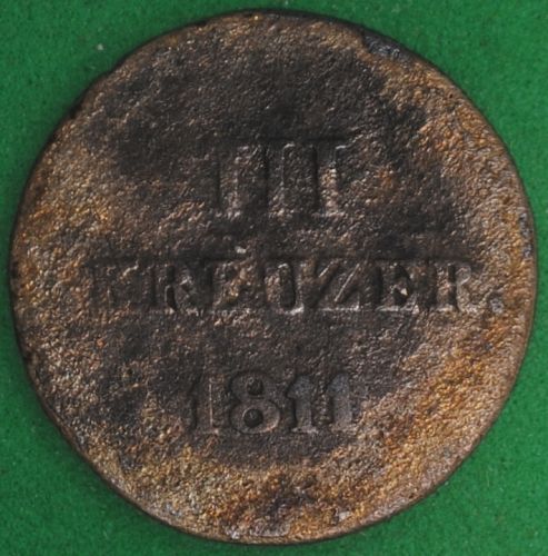 1811 German States/Nassau 3 Kreuzer Fine Details
