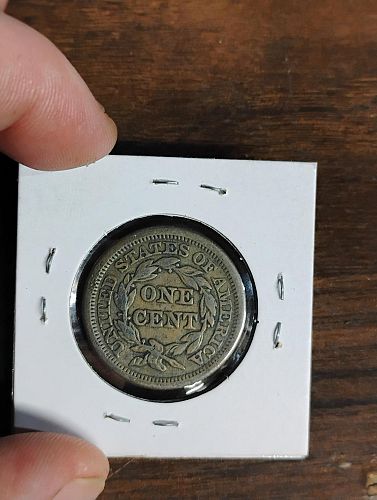 1853 large cent severe obverse lamination vf-20