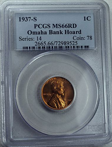 1937 S Lincoln Cent --- Omaha Bank Hoard