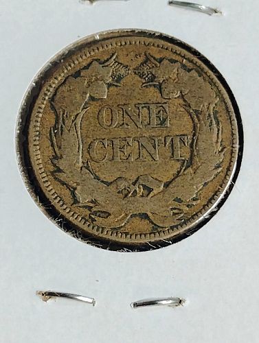 1857 FLYING EAGLE CENT F-12 STRUCK THROUGH GREASE ERROR COIN (LOT-2)
