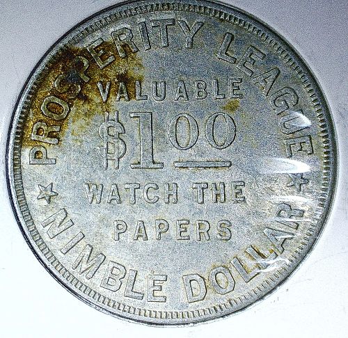 Los Angeles CA Prosperity League Nimble Dollar Aluminum Smile Every Minute Token