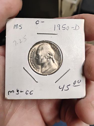 1950-D JEFFERSON NICKEL MS-66, BEAUTIFUL KEY DATE COIN!!!