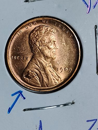 1909 Lincoln wheat cent ms-66 red, laminations obverse & reverse, awesome coin,luster