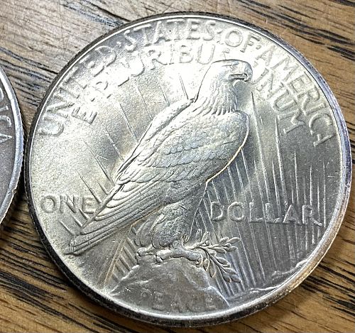 1924 & 1925 peace dollars in EXTREMELY FINE AND ALMOST UNCIRCULATED condition