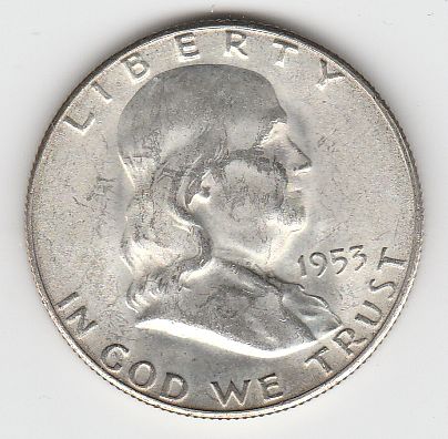 1953   S   SILVER   FRANKLIN HALF DOLLAR