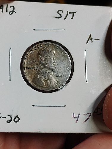 1912 LINCOLN WHEAT CENT VF-20 STRUCK THROUGH OBVERSE